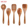 In Stock Wooden Kitchenware Set Long Handle Cooking Spatula Soup Spoon Frying Spoon Pot Spatula Stocked Customized