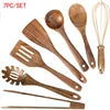 In Stock Wooden Kitchenware Set Long Handle Cooking Spatula Soup Spoon Frying Spoon Pot Spatula Stocked Customized
