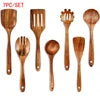 In Stock Wooden Kitchenware Set Long Handle Cooking Spatula Soup Spoon Frying Spoon Pot Spatula Stocked Customized