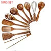 In Stock Wooden Kitchenware Set Long Handle Cooking Spatula Soup Spoon Frying Spoon Pot Spatula Stocked Customized