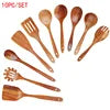 In Stock Wooden Kitchenware Set Long Handle Cooking Spatula Soup Spoon Frying Spoon Pot Spatula Stocked Customized