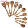 In Stock Wooden Kitchenware Set Long Handle Cooking Spatula Soup Spoon Frying Spoon Pot Spatula Stocked Customized