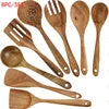 In Stock Wooden Kitchenware Set Long Handle Cooking Spatula Soup Spoon Frying Spoon Pot Spatula Stocked Customized