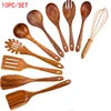 In Stock Wooden Kitchenware Set Long Handle Cooking Spatula Soup Spoon Frying Spoon Pot Spatula Stocked Customized