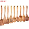 In Stock Wooden Kitchenware Set Long Handle Cooking Spatula Soup Spoon Frying Spoon Pot Spatula Stocked Customized