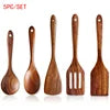 In Stock Wooden Kitchenware Set Long Handle Cooking Spatula Soup Spoon Frying Spoon Pot Spatula Stocked Customized