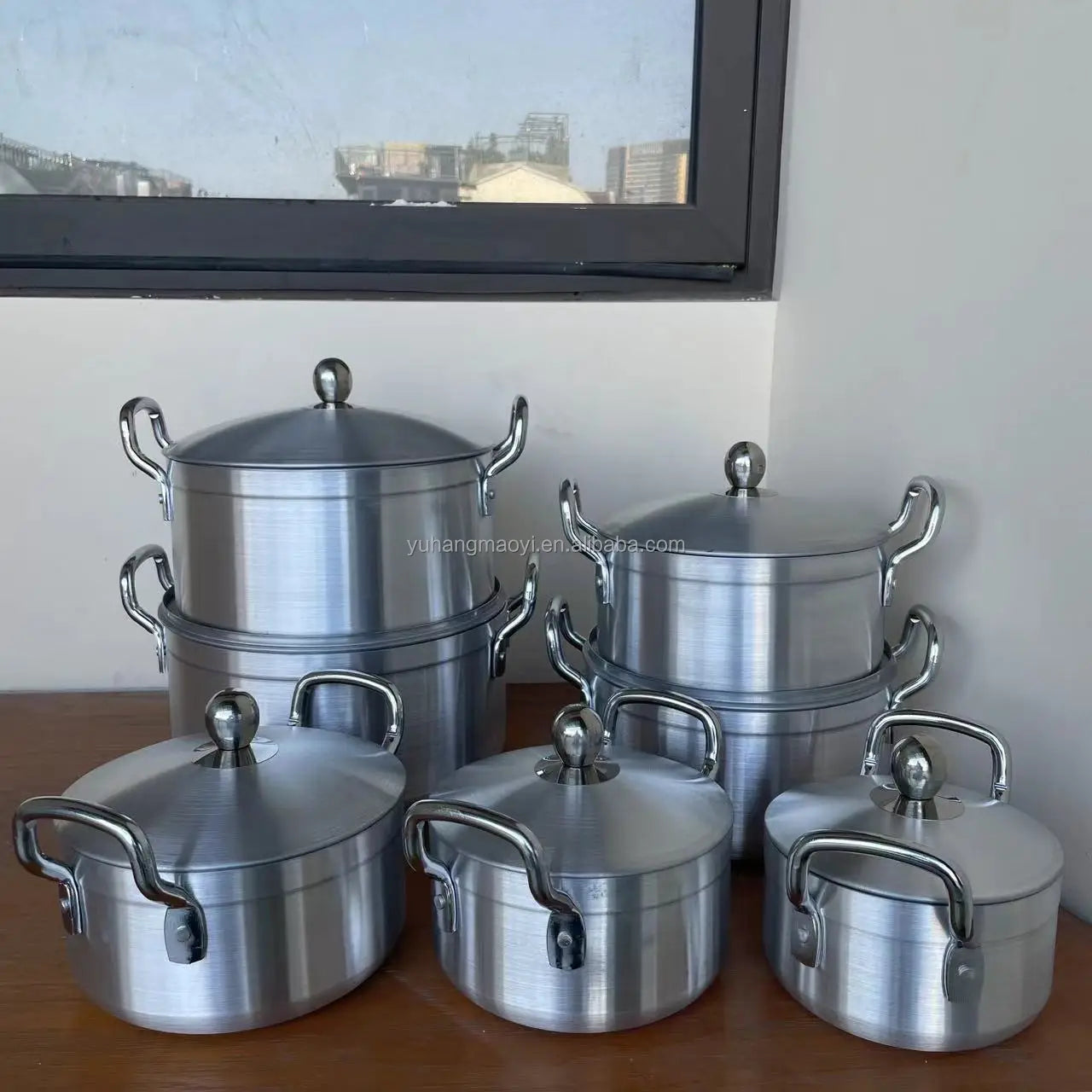 RTS Heavy Gauge with Aluminum Lid Pot Aluminum Soup Pot Cookware Set Cooking Utensils  Kitchenware