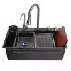 Multifunction 304 Stainless Steel Kitchen Sink Handmade Square Four Kitchen Faucet Waterfall Rainfall Design Kitchenware
