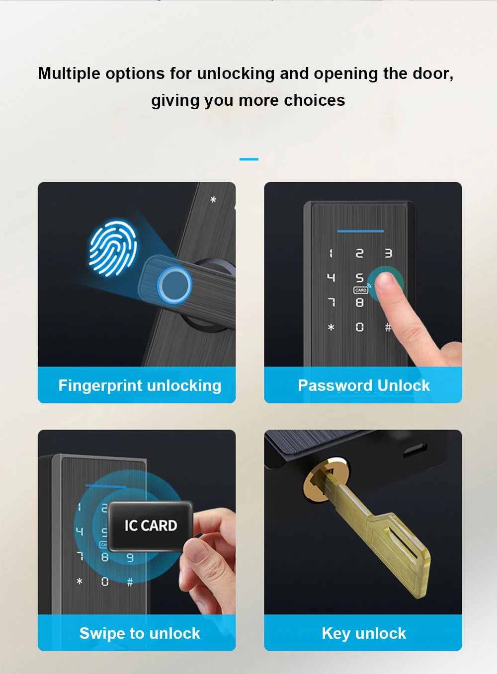 Luxury Smart Home Products Smart Lock with High Resolution Fingerprint Remote Control Tuya Smart Life Wifi Door Lock