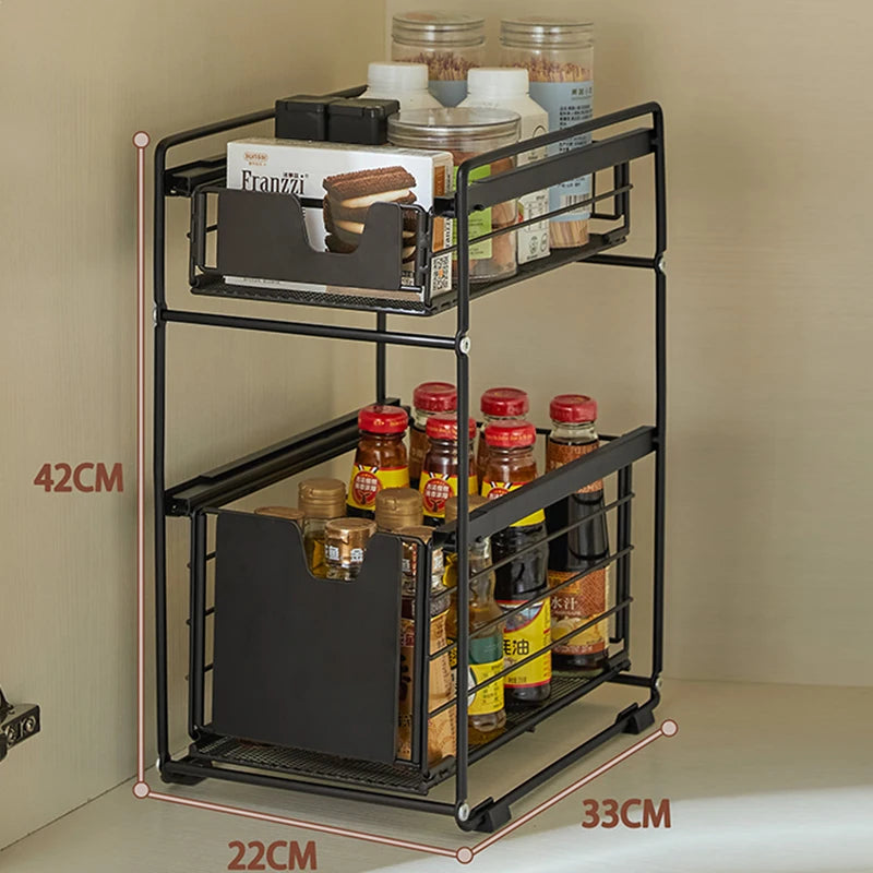 NEW Home Storage Organization Under Kitchen Stuff Home Supplies Organizer Cabinet Storage Containers Basket Holders & Racks