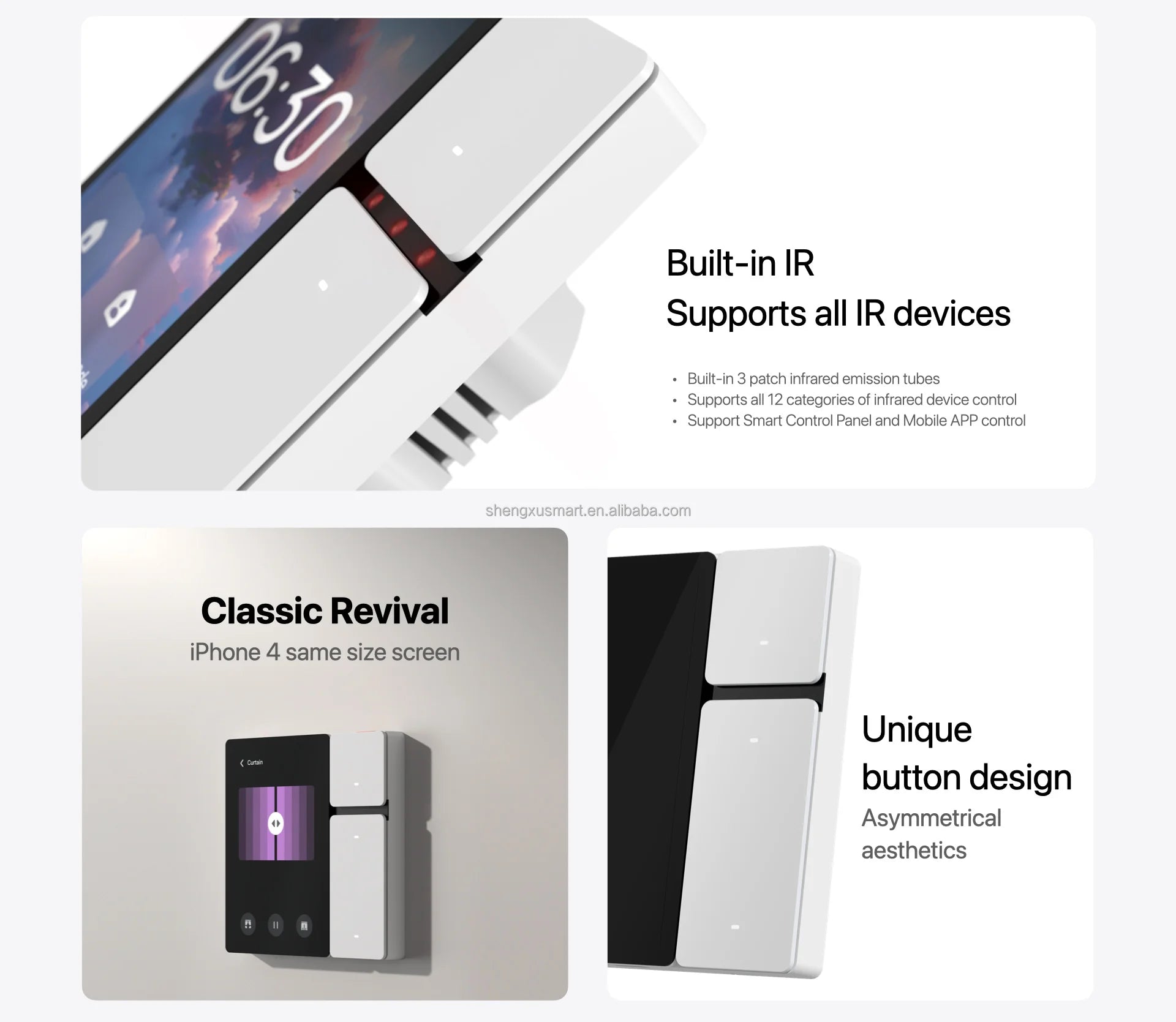 3.5 Inch for Tuya Smart Wall Switch Control Panel IR Controller 3 Gang Relay Compatible Smart Life App 240v Smart Home Products