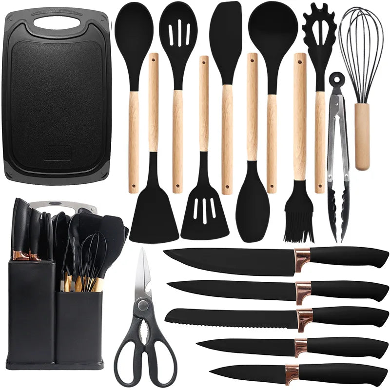 19-Piece Non-Stick Silicone Spatula Knife Set Household Cooking Tool Wholesale Kitchen Utensils Spoon Spatula Home Kitchenware