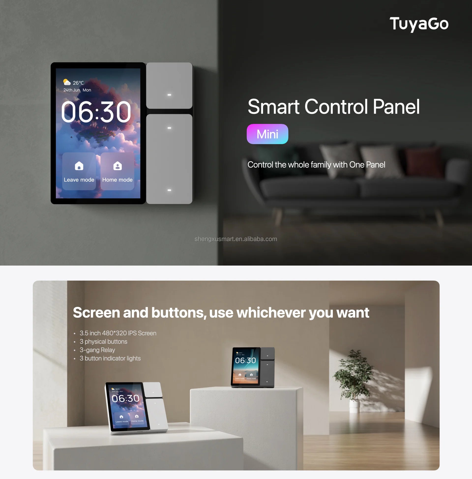 3.5 Inch for Tuya Smart Wall Switch Control Panel IR Controller 3 Gang Relay Compatible Smart Life App 240v Smart Home Products