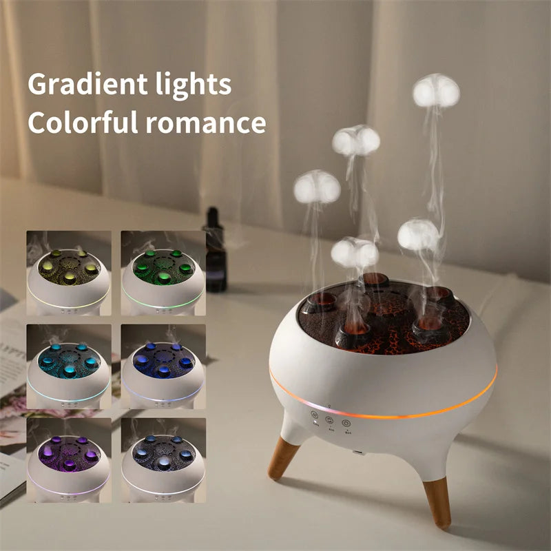 Innovation 2026 Home Products Jellyfish Dynamic Multi-spray Aroma Machine Desktop Flame Diffuser Household Fog Humidifier