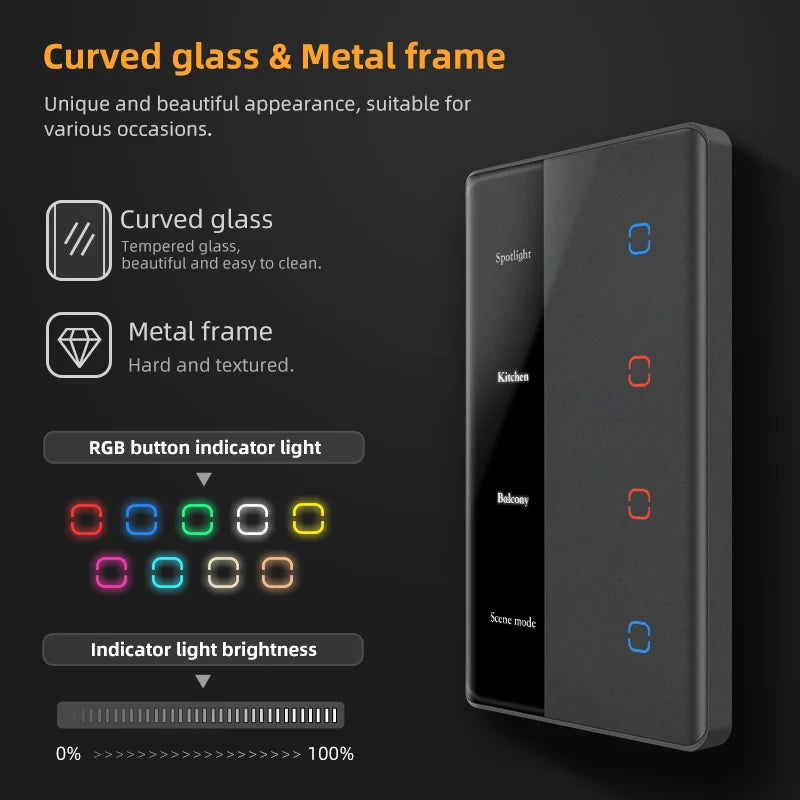 New Smart Home Luxury LED Display WiFi Remote Control  Light Tuya Alexa Home Products Smart Wall Switch