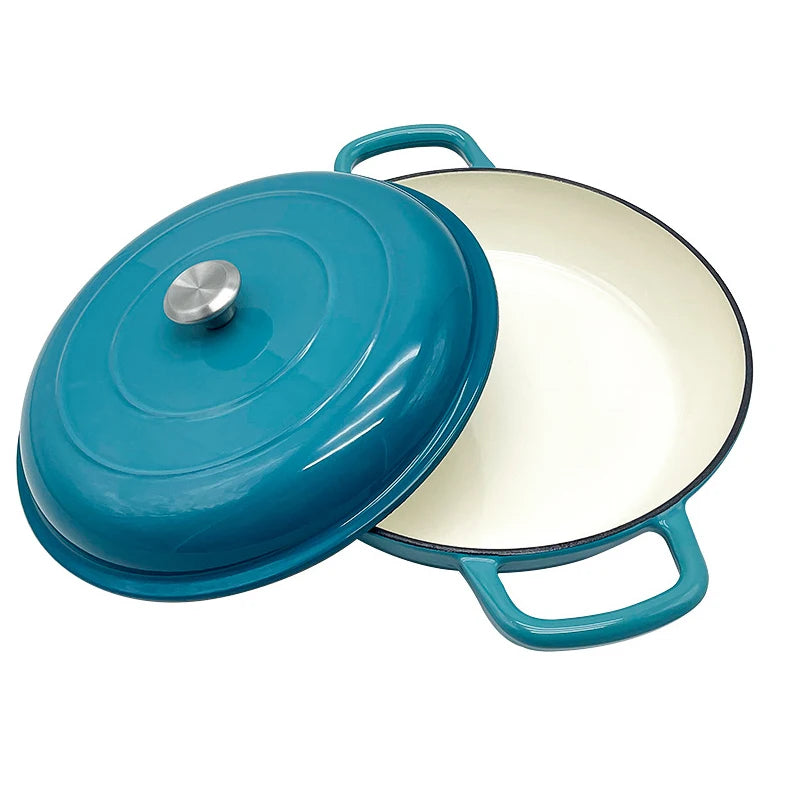Modern Design 3-Piece Cast Iron Enamel Soup Paella Stew Pot Set Eco-Friendly Metal Kitchenware