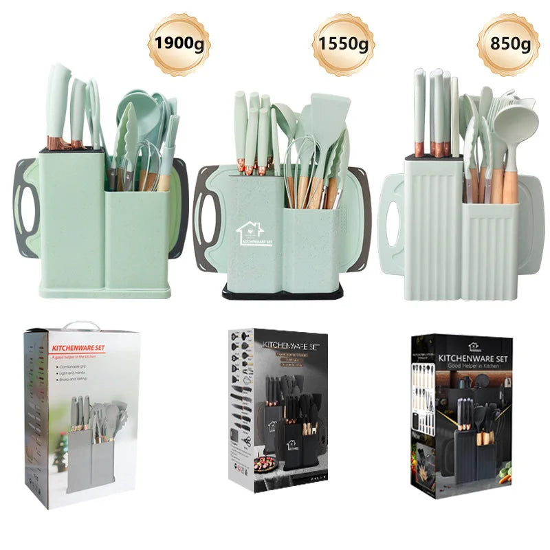 19-Piece Non-Stick Silicone Spatula Knife Set Household Cooking Tool Wholesale Kitchen Utensils Spoon Spatula Home Kitchenware