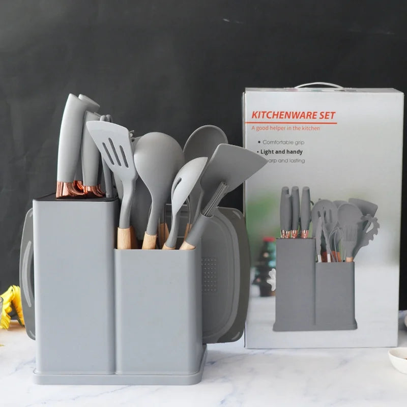 19-Piece Non-Stick Silicone Spatula Knife Set Household Cooking Tool Wholesale Kitchen Utensils Spoon Spatula Home Kitchenware