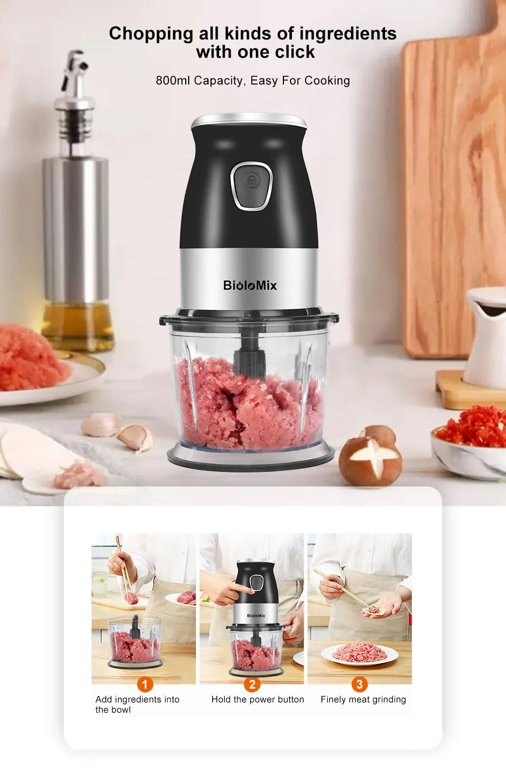 Factory Supply  Household Appliances Food Processor Chopper Machine Electric Commercial for Meat, Vegetables, Fruits