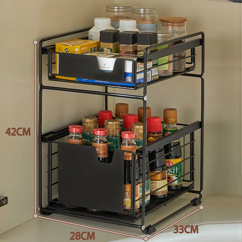 NEW Home Storage Organization Under Kitchen Stuff Home Supplies Organizer Cabinet Storage Containers Basket Holders & Racks