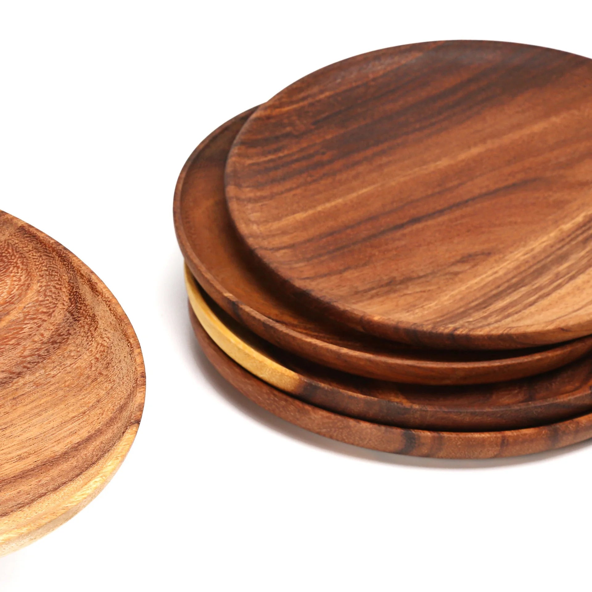 Natural Wooden Kitchenware Products Acacia Thick Personalized Food Serving Reusable Wood Plate for Dinnerware
