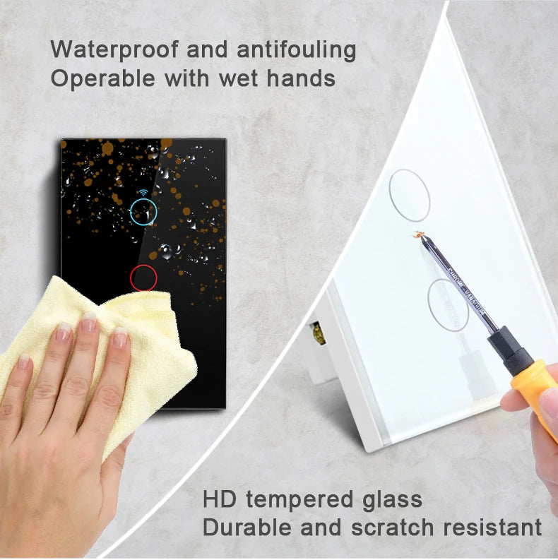US Standard Wifi 3 Gang Switch Tuya Smart Switch Light Switch with Neutral 110V Power Smart Light Home Products
