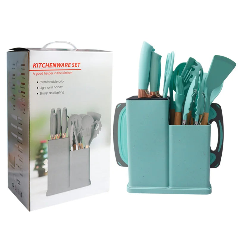 19-Piece Non-Stick Silicone Spatula Knife Set Household Cooking Tool Wholesale Kitchen Utensils Spoon Spatula Home Kitchenware
