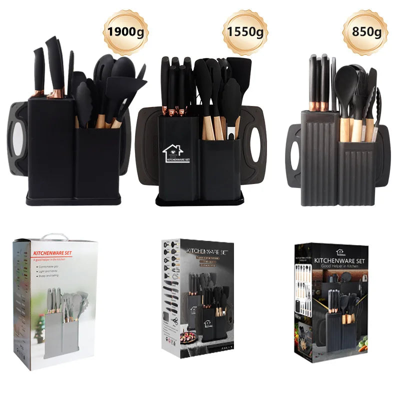 19-Piece Non-Stick Silicone Spatula Knife Set Household Cooking Tool Wholesale Kitchen Utensils Spoon Spatula Home Kitchenware