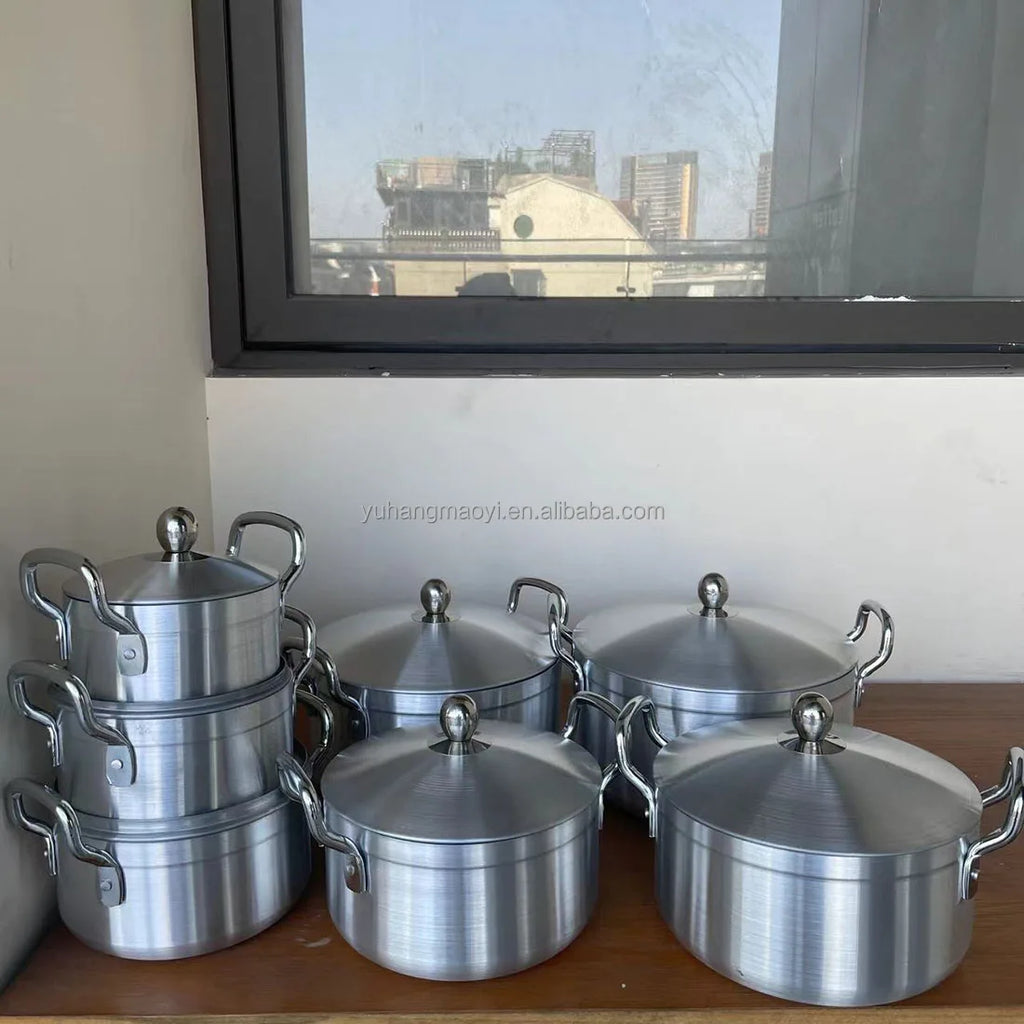 RTS Heavy Gauge with Aluminum Lid Pot Aluminum Soup Pot Cookware Set Cooking Utensils  Kitchenware