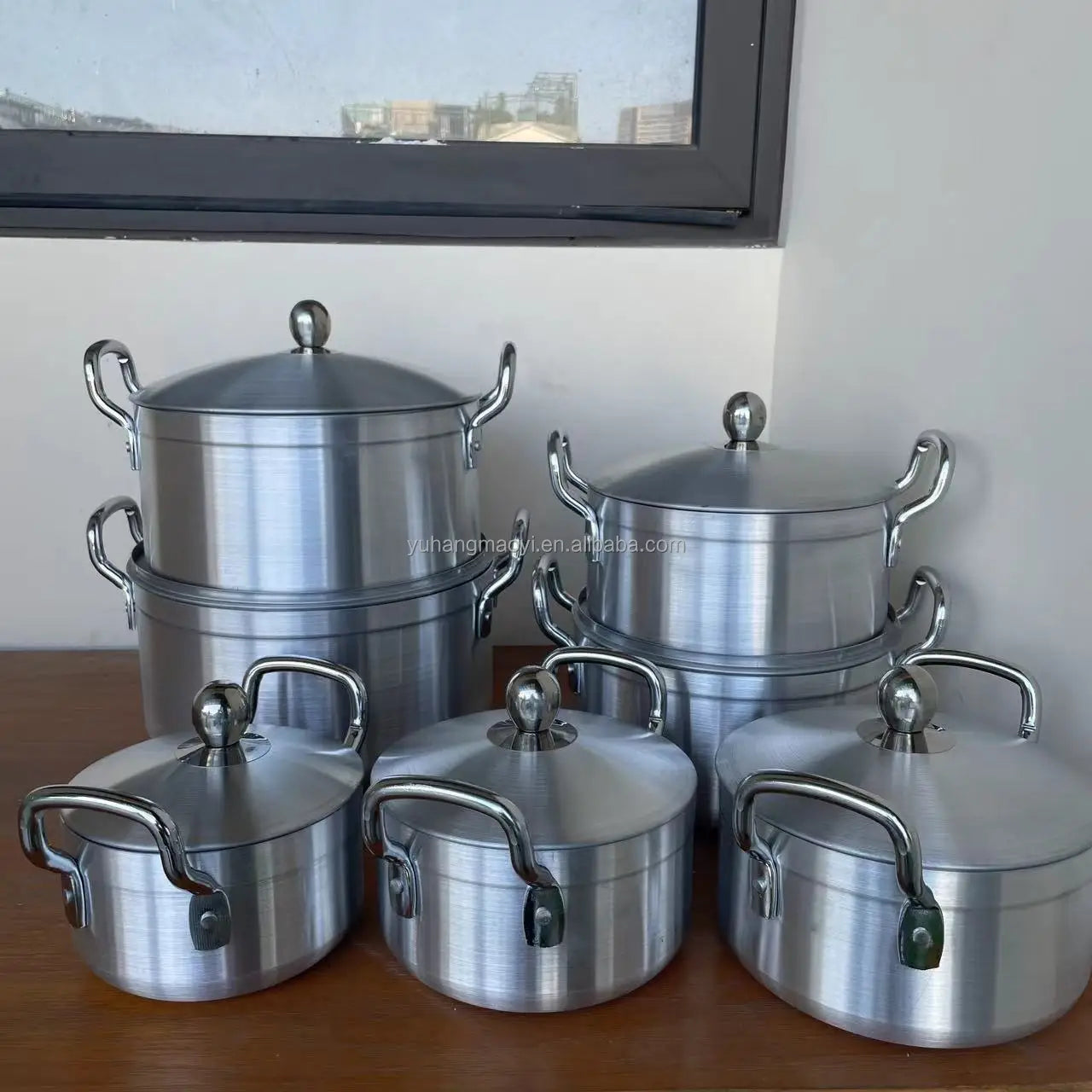 RTS Heavy Gauge with Aluminum Lid Pot Aluminum Soup Pot Cookware Set Cooking Utensils  Kitchenware