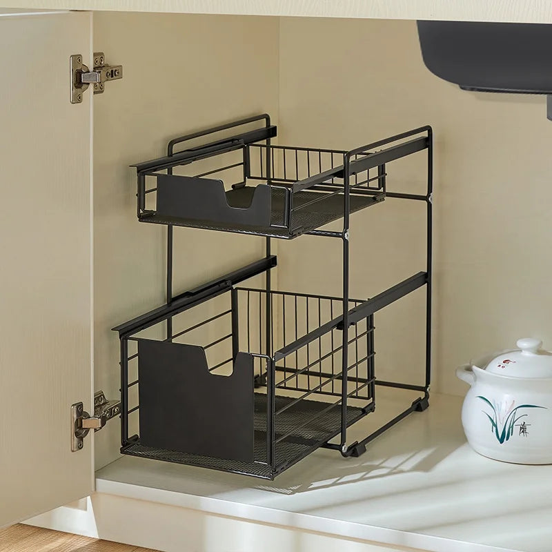 NEW Home Storage Organization Under Kitchen Stuff Home Supplies Organizer Cabinet Storage Containers Basket Holders & Racks