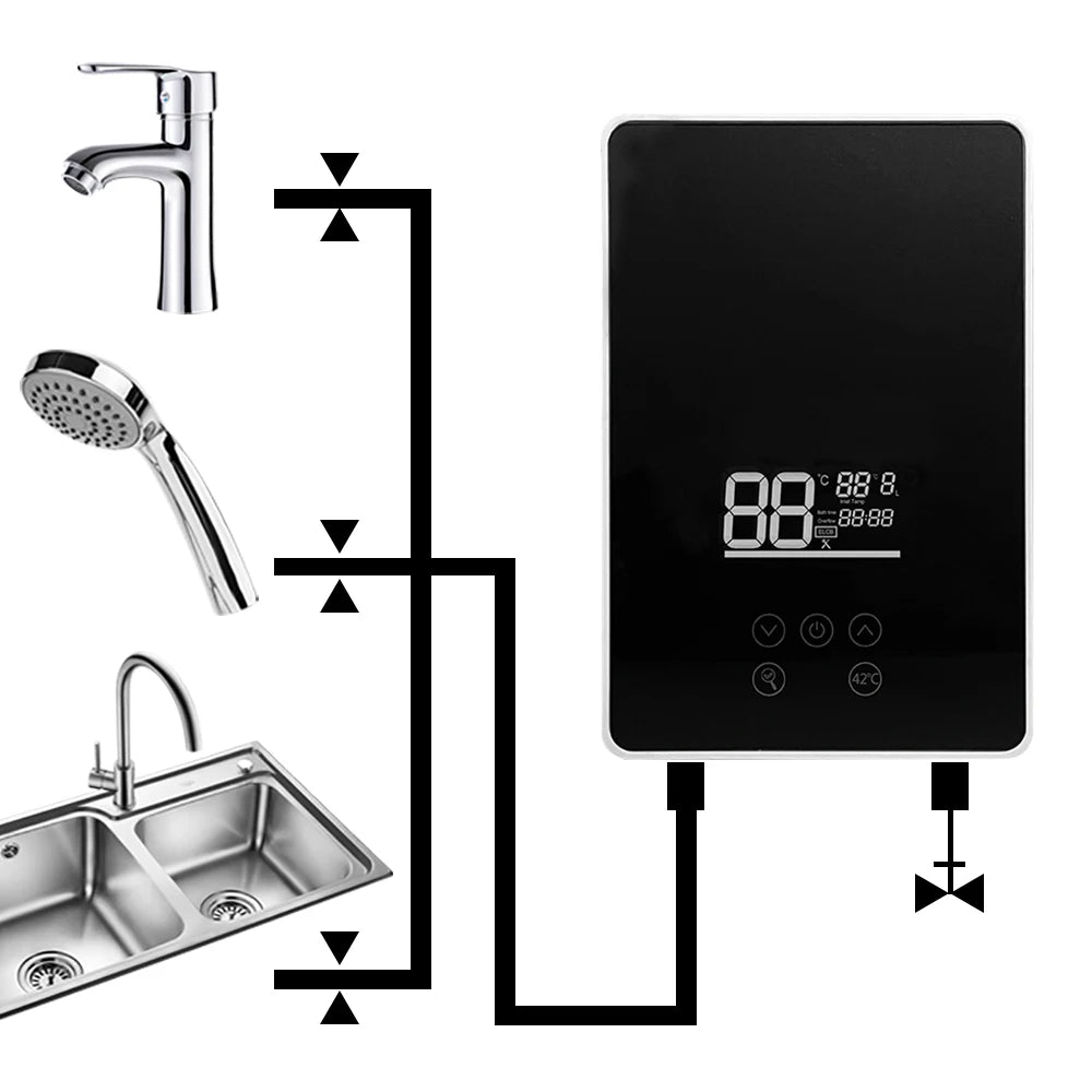 3000 3500 4000 4500 5000 5500 6000 6500 7000 Watt Tankless Electric Water Heater 220 240V for Household Appliances  Hotel Car RV