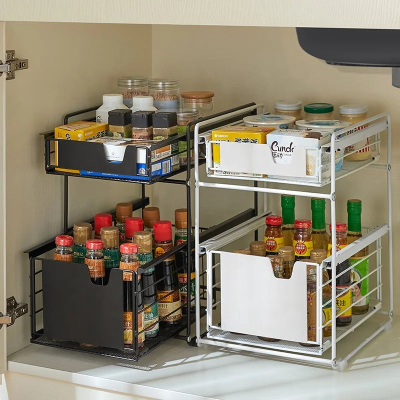 NEW Home Storage Organization Under Kitchen Stuff Home Supplies Organizer Cabinet Storage Containers Basket Holders & Racks