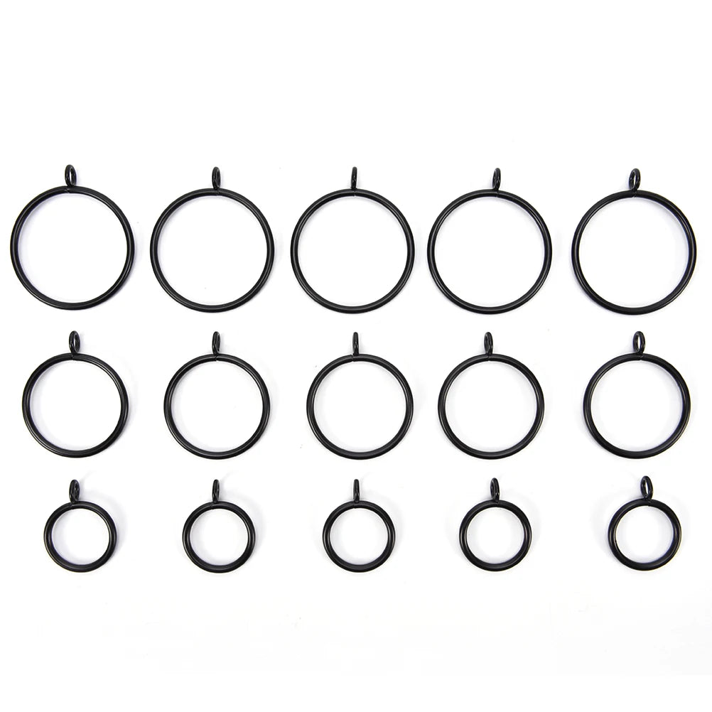 10pcs Curtains And Rods 5 Sizes New And High Quality Black Metal Curtain Rings Hanging Rings Essential Home Products