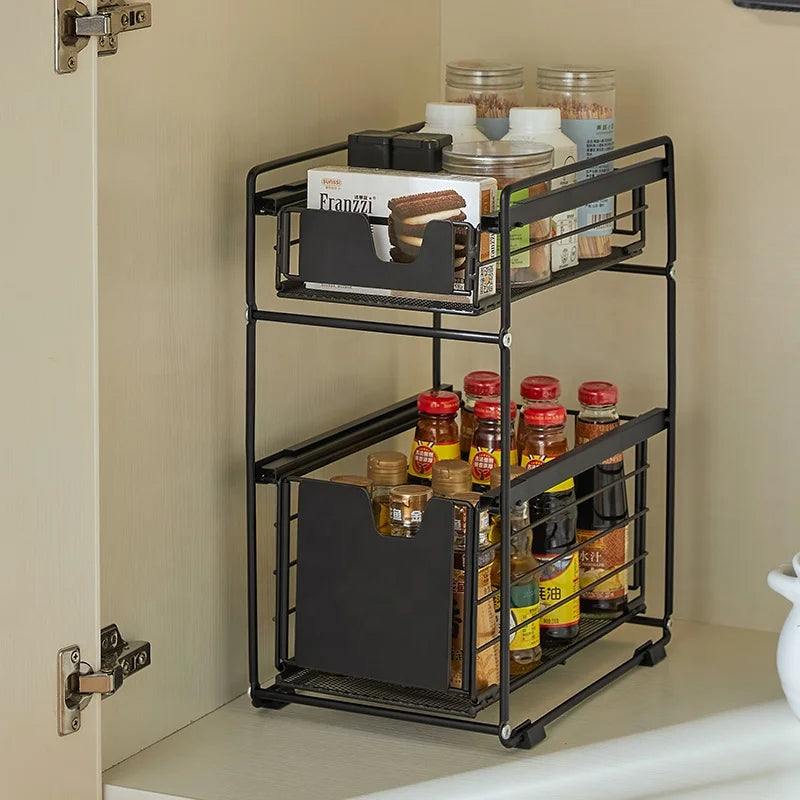 NEW Home Storage Organization Under Kitchen Stuff Home Supplies Organizer Cabinet Storage Containers Basket Holders & Racks