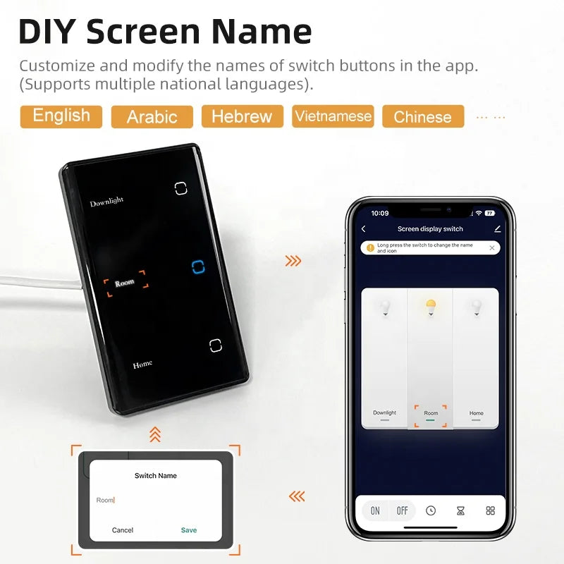 New Smart Home Luxury LED Display WiFi Remote Control  Light Tuya Alexa Home Products Smart Wall Switch