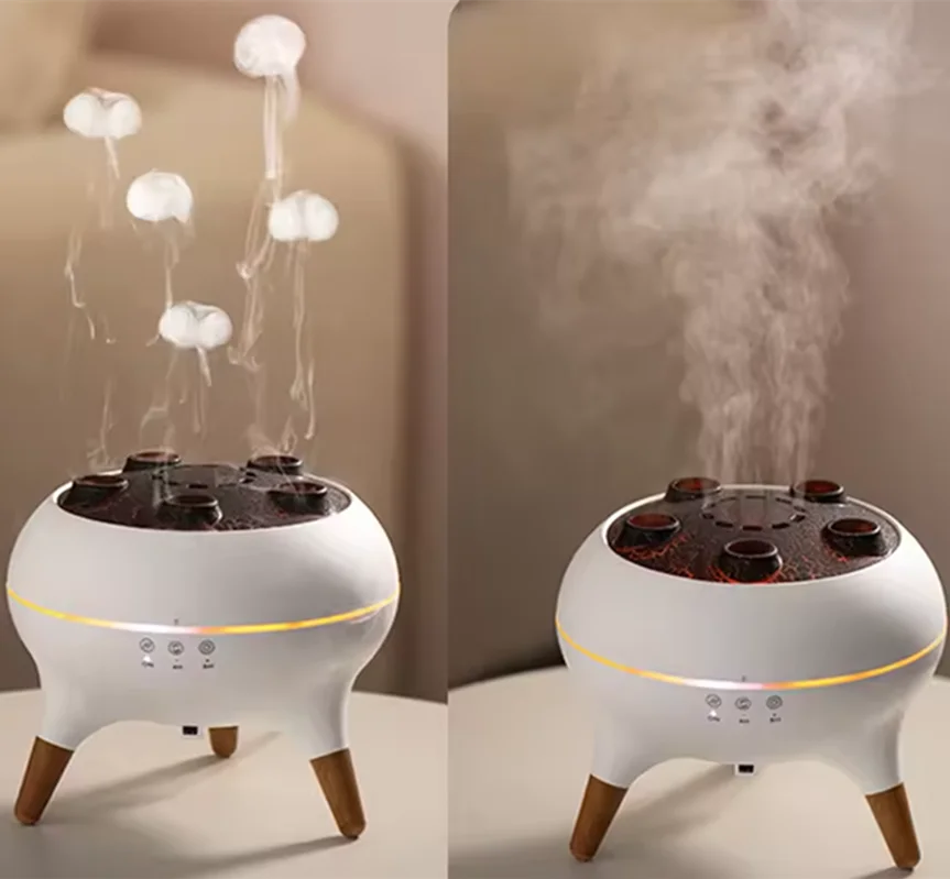 Innovation 2026 Home Products Jellyfish Dynamic Multi-spray Aroma Machine Desktop Flame Diffuser Household Fog Humidifier