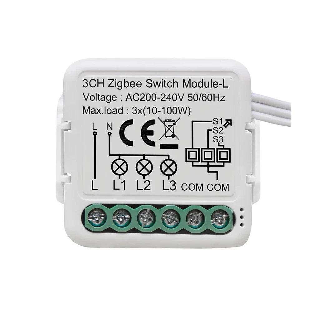 Tuya Smart LED Light Controller 3-Channel No Neutral Zigbee Smart Wall Switch with DIY Relay Module Smart Home Products Devices