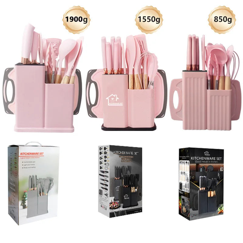 19-Piece Non-Stick Silicone Spatula Knife Set Household Cooking Tool Wholesale Kitchen Utensils Spoon Spatula Home Kitchenware