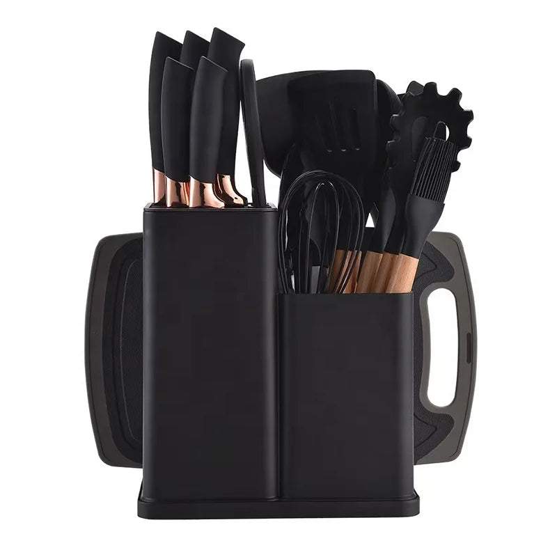 Kitchen Tool Kitchenware 19 Pieces Cooking Utensils Kitchen Knife Set Silicone Kitchen Utensils Set with Chopping Board