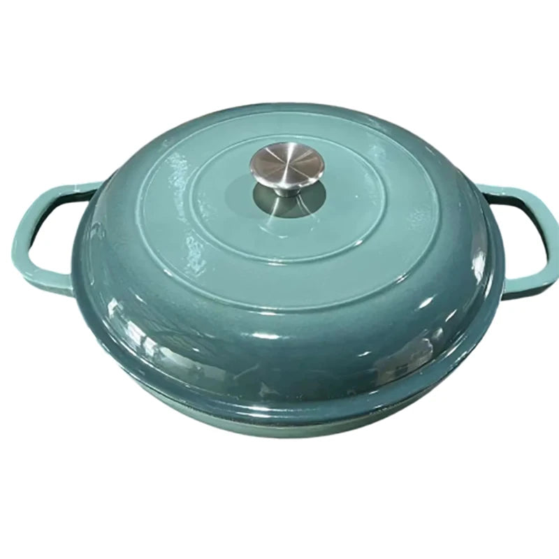 Modern Design 3-Piece Cast Iron Enamel Soup Paella Stew Pot Set Eco-Friendly Metal Kitchenware