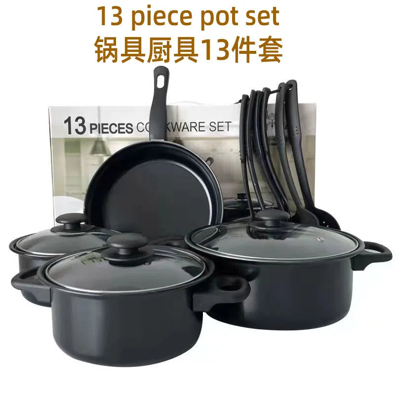 Classic 13-Piece Eco-Friendly Cookware Set for Soup Stew Fry Pots Wholesale Kitchenware Suit