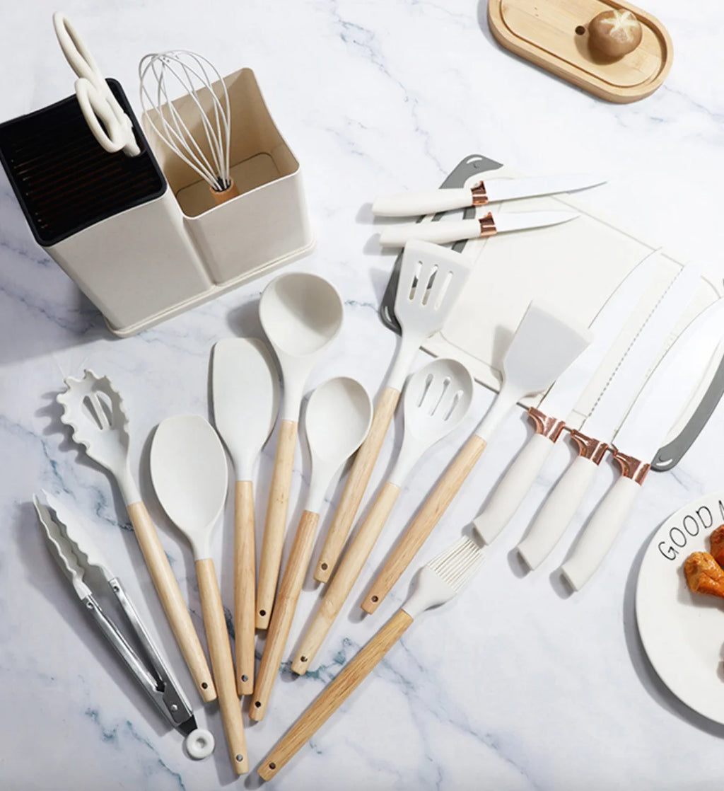 19-Piece Non-Stick Silicone Spatula Knife Set Household Cooking Tool Wholesale Kitchen Utensils Spoon Spatula Home Kitchenware