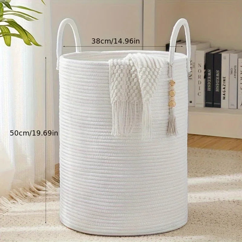 Household Rope Storage Bin Extra Large Storage Basket Dirty Clothes Toys for Bedroom Living Room Balcony Home Storage Supplies