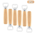 6Pcs Wood Wine Bottle Opener Beer Bottle Openers Engravable Bottle Opener for Home Bar Restaurant Party Wedding Favors DIY Gift