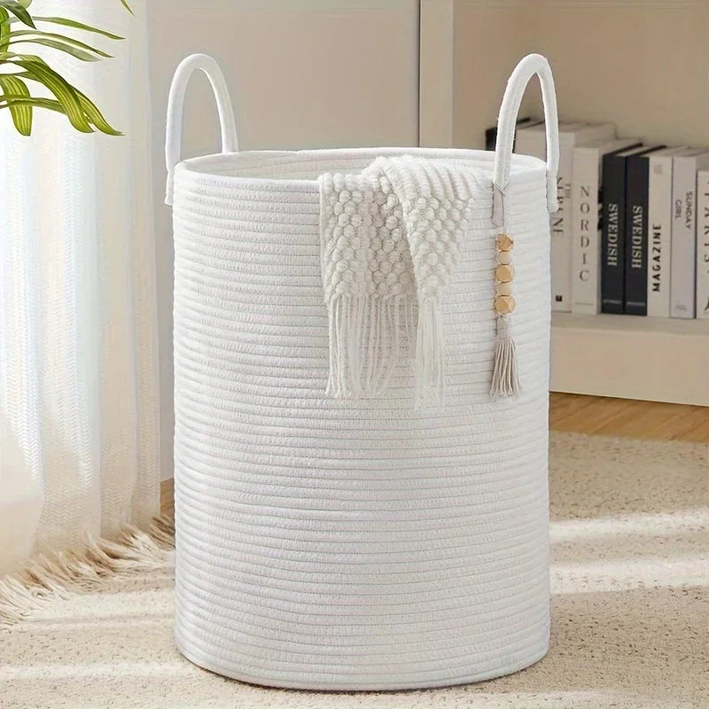 Household Rope Storage Bin Extra Large Storage Basket Dirty Clothes Toys for Bedroom Living Room Balcony Home Storage Supplies
