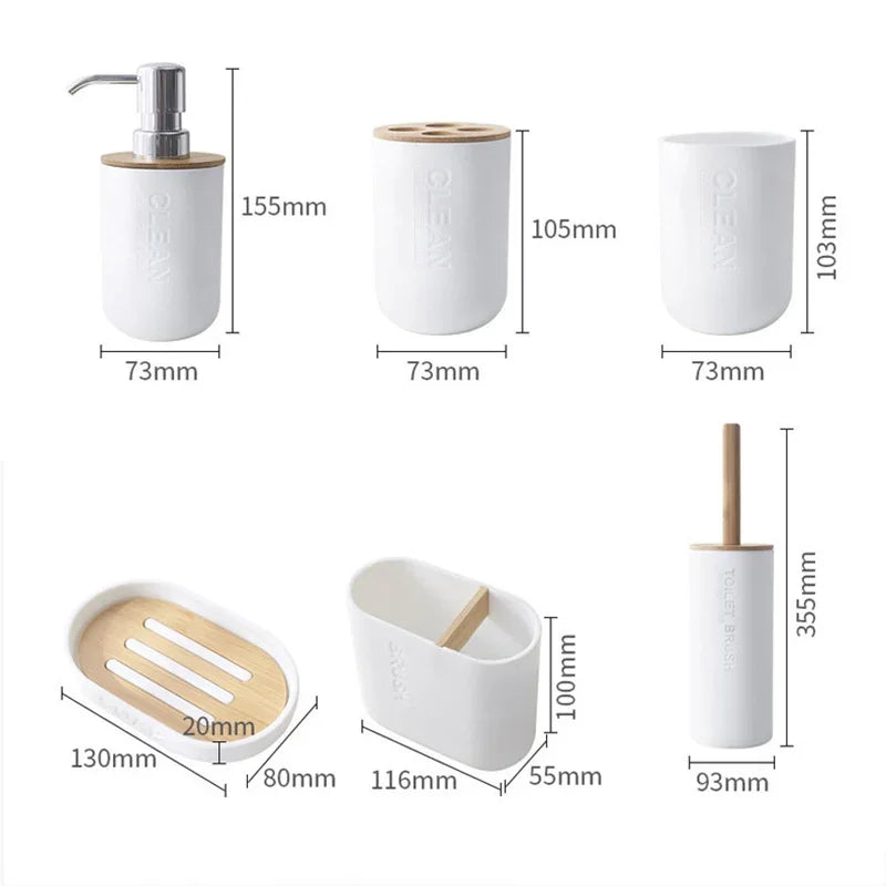 Household Bathroom Supply Washing Tools Bamboo Soap Dish Soap Dispenser Toothbrush Holder Toilet Brush Bathroom Accessories