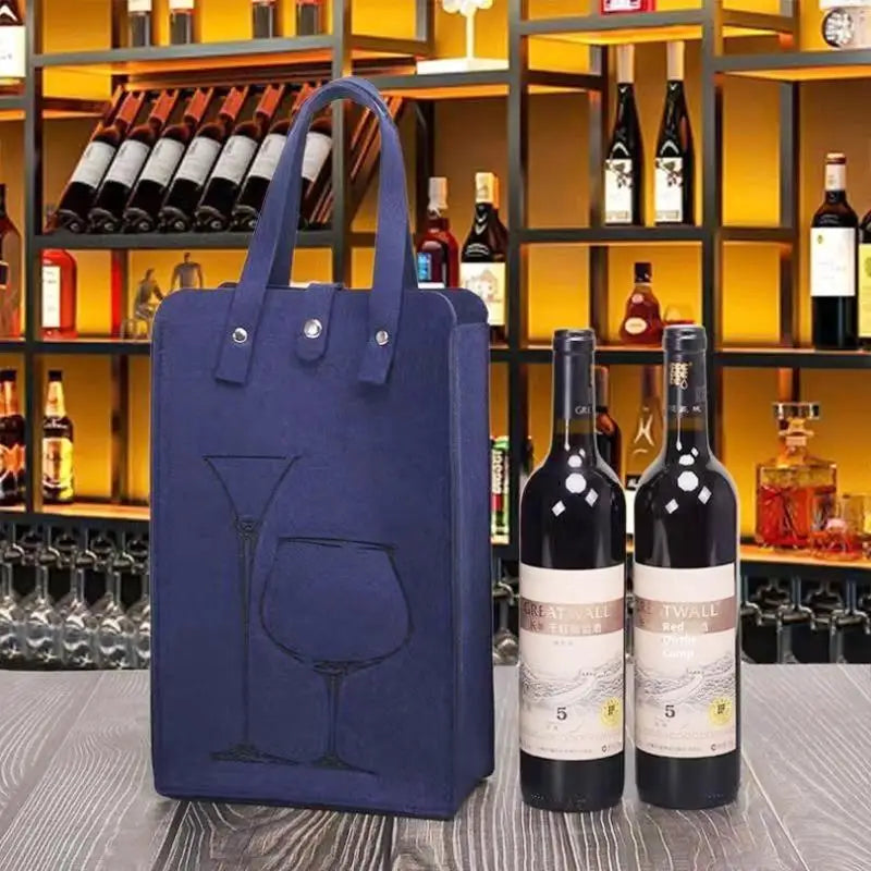 Felt Wine Bottle Bag Double Bottles Great Load Bearing Handheld Beverage Packaging Handbag Gift Wrap Storage Pouch Wine Tote Bag
