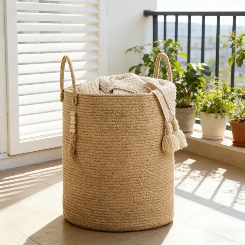 Household Rope Storage Bin Extra Large Storage Basket Dirty Clothes Toys for Bedroom Living Room Balcony Home Storage Supplies