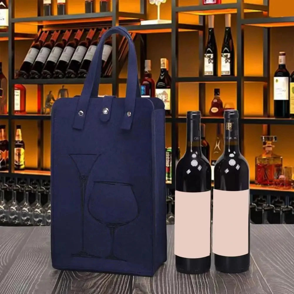 Felt Wine Bottle Bag Double Bottles Great Load Bearing Handheld Beverage Packaging Handbag Gift Wrap Storage Pouch Wine Tote Bag